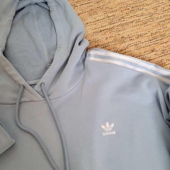 ADIDAS Originals Cropped Hoodie with Satin Tape | size LARGE - Picture 5 of 7